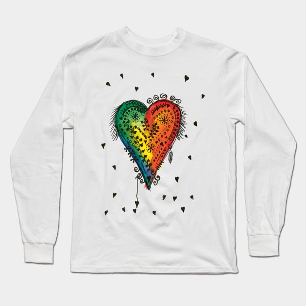 Watercolor Heart Love Long Sleeve T-Shirt by melostore